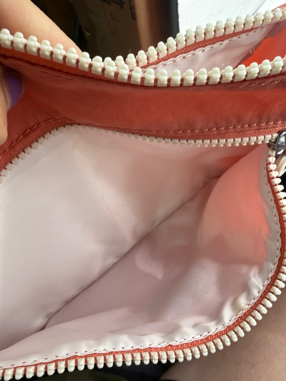 Kipling Coral Peach Nylon Crossbody Purse Bag Monkey Charm - Picture 7 of 12